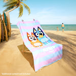 Bluey Towels for Kids with 2 Pegs Clips Beach Towel Soft Absorbent Bath Shower Swimming Towel 100% Cotton Quick Dry Holiday Essentials 140x70cm - Get Trend
