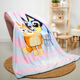 Bluey Fleece Bed Blanket for Kids Super Soft Blanket Fleece Throws 150 x 130cm Warm Sofa Bed Throw, Gifts for Kids