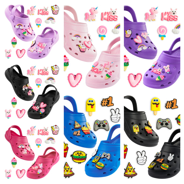 CityComfort Kids Clogs with Removable Charms, Beach Pool Shoes - Kids Gifts