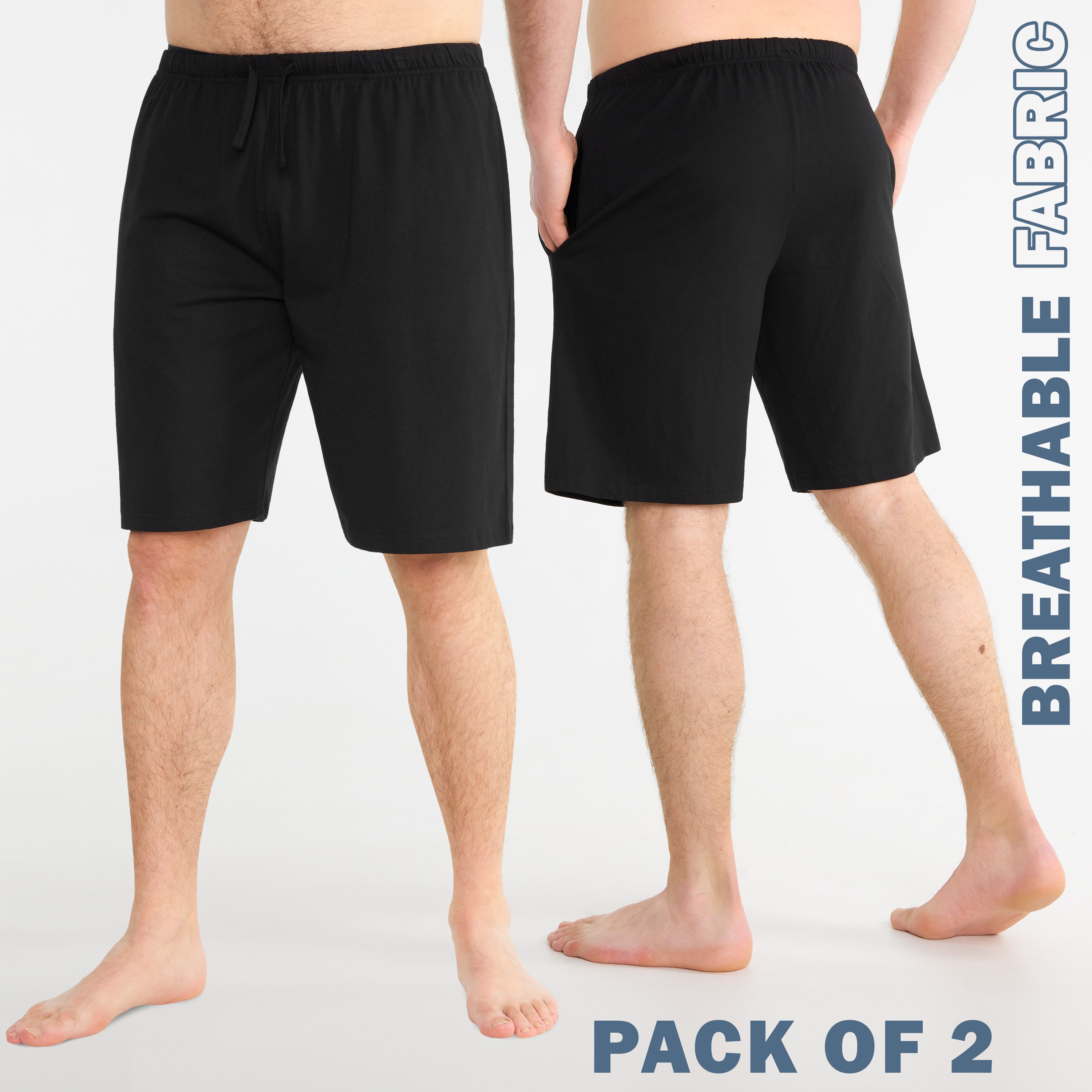 CityComfort Cotton Pyjama Shorts with Elasticated Waist for Men - 2 Pack - Get Trend