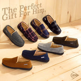 DUNLOP Moccasins Slippers Men Loafers Faux Fur Slippers Rubber Sole Memory Foam