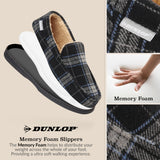 DUNLOP Moccasins Slippers Men Loafers Faux Fur Slippers Rubber Sole Memory Foam