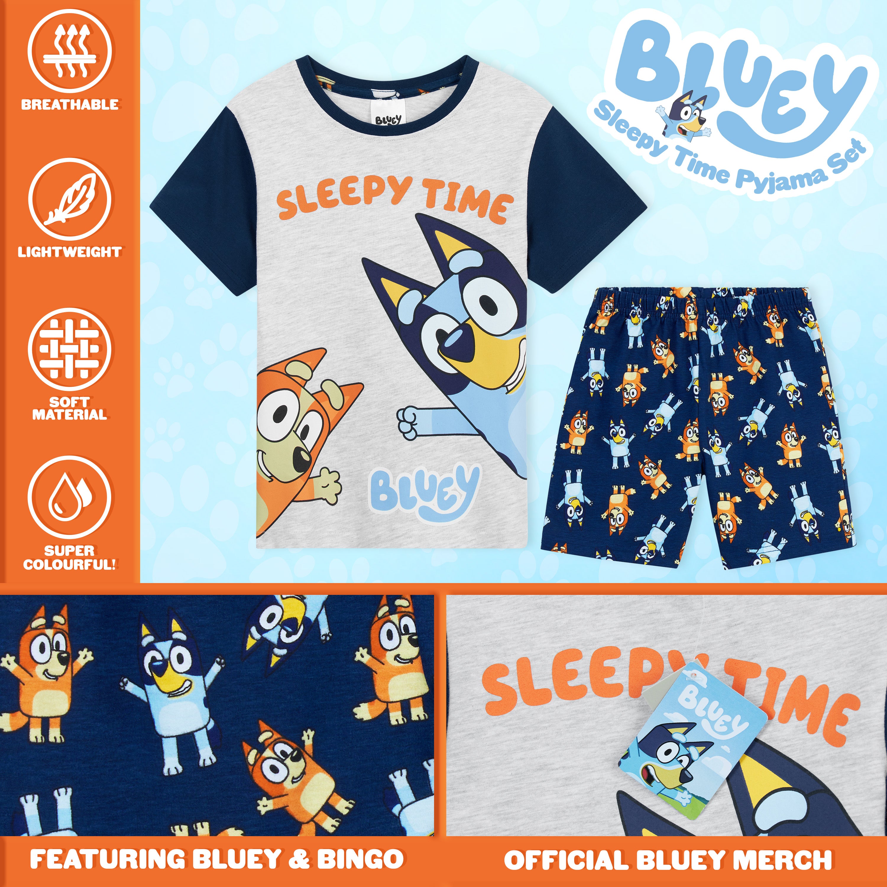 Bluey Pyjamas for Kids, Boys PJs 2 Piece Nightwear T-Shirt & Shorts - Get Trend