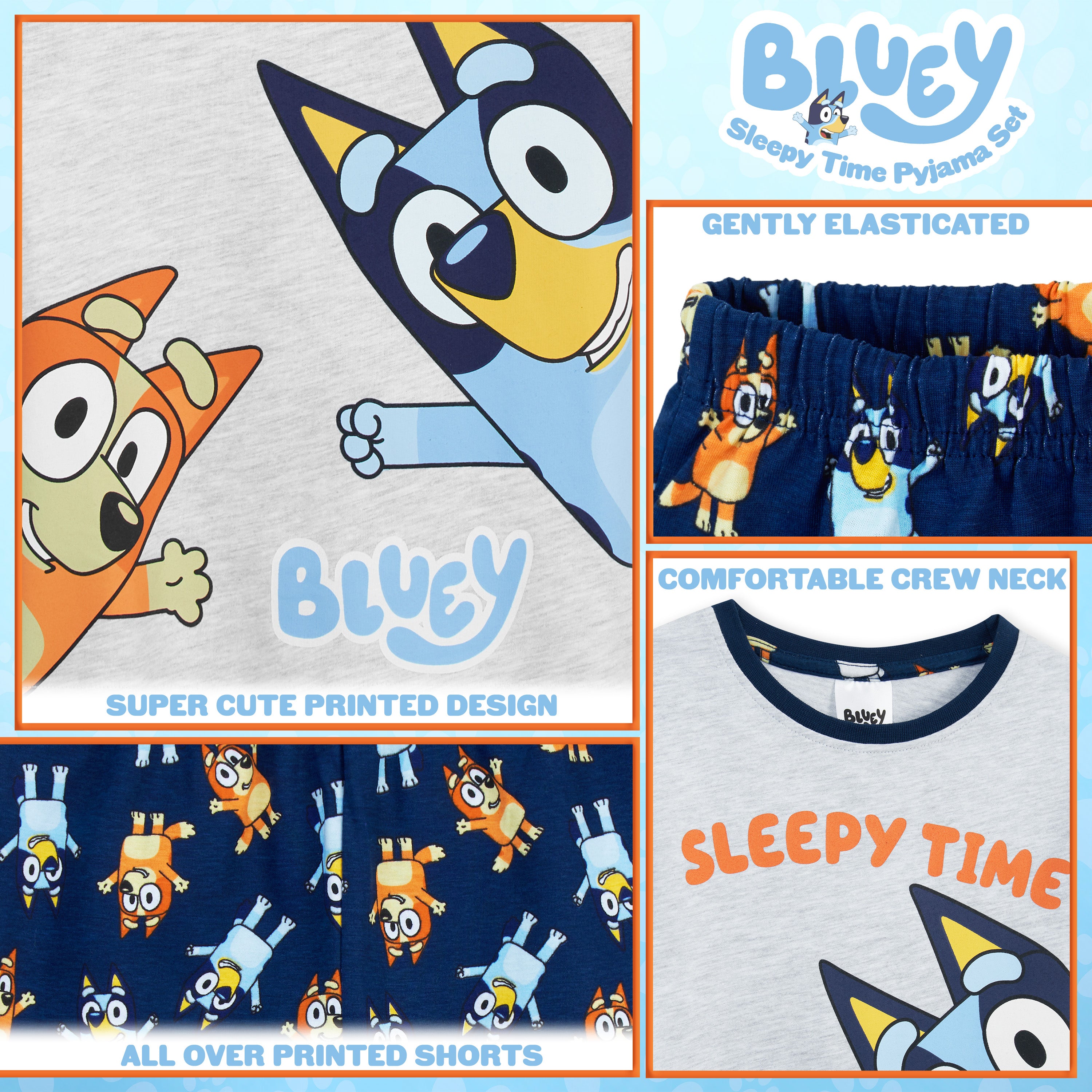Bluey Pyjamas for Kids, Boys PJs 2 Piece Nightwear T-Shirt & Shorts - Get Trend
