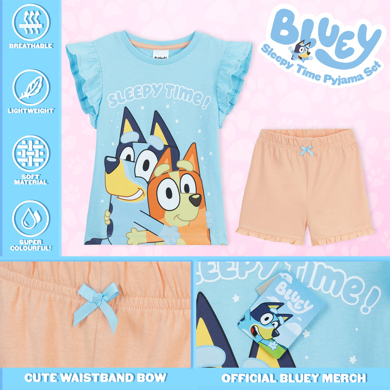 Bluey Pyjamas for Girls and Boys  - 2 Piece Nightwear T-Shirt  & Shorts Set