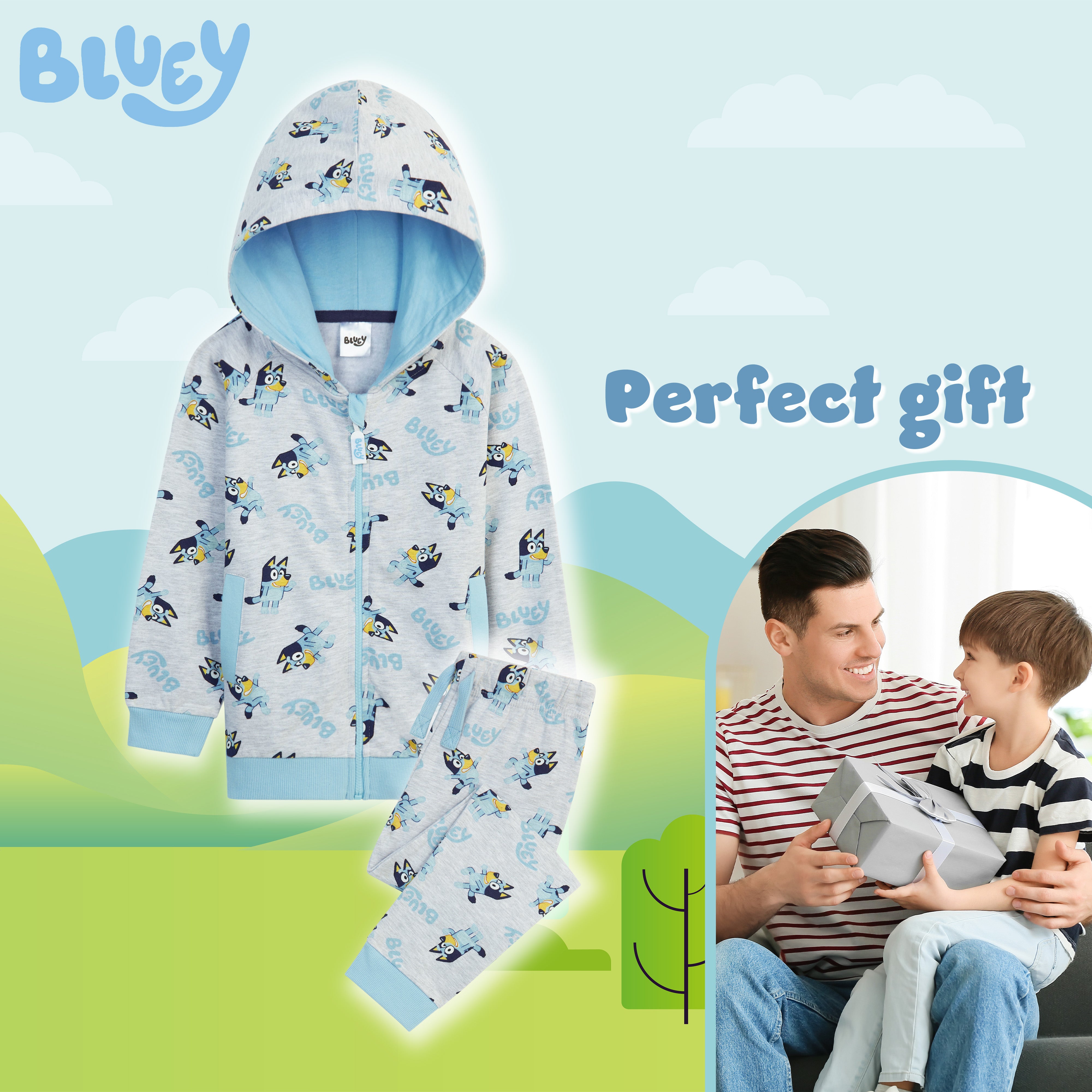 Bluey Tracksuit for Kids and Toddlers Hoodie and Joggers 2 Piece Set - Get Trend