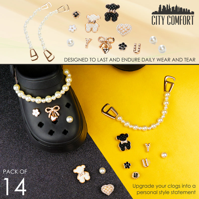 CityComfort Clog Charms, Mixed Shoe Decoration Charms - Gold/Multi - Get Trend