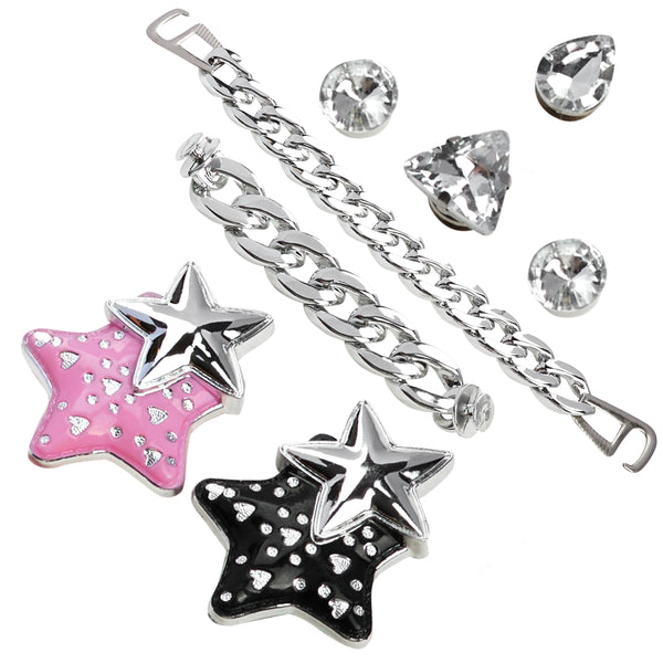 CityComfort Clog Charms, Mixed Shoe Decoration Charms - Silver/Multi