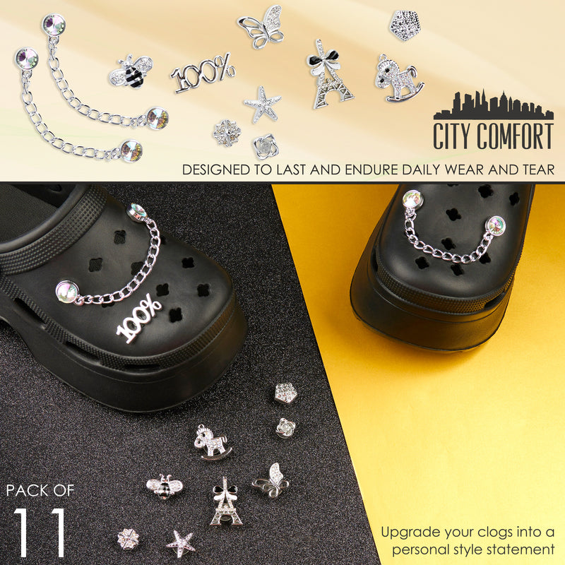 CityComfort Clog Charms, Mixed Shoe Decoration Charms - Silver - Get Trend