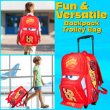 Disney Cars Suitcase Kids Trolley Backpack Wheeled Travel Bag 42 x 30cm