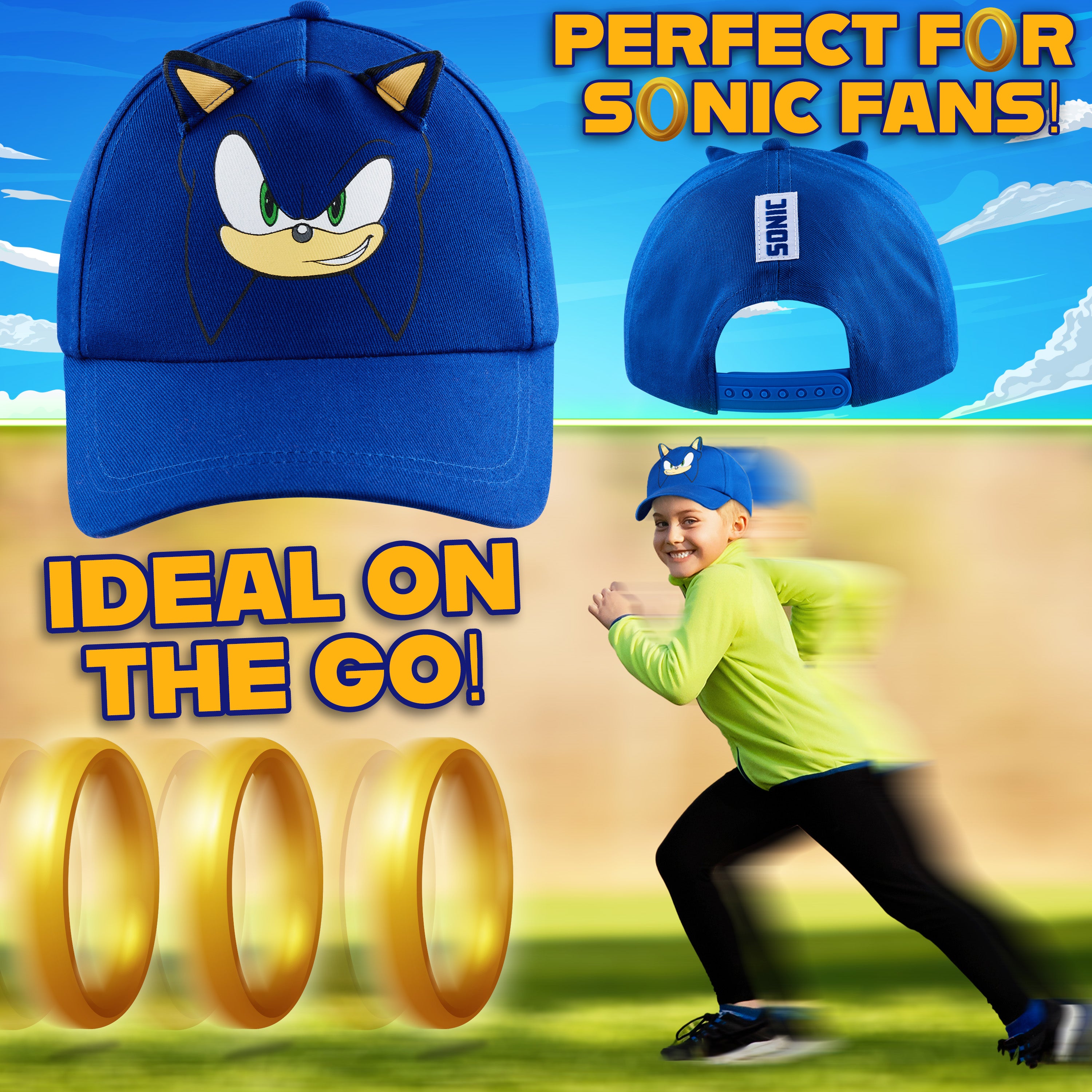 SONIC THE HEDGEHOG Cap for Boys Peaked Baseball Cap Sun Hat Knuckles Shadow Sports Holiday Essentials Gamer Gifts for Boys - Get Trend