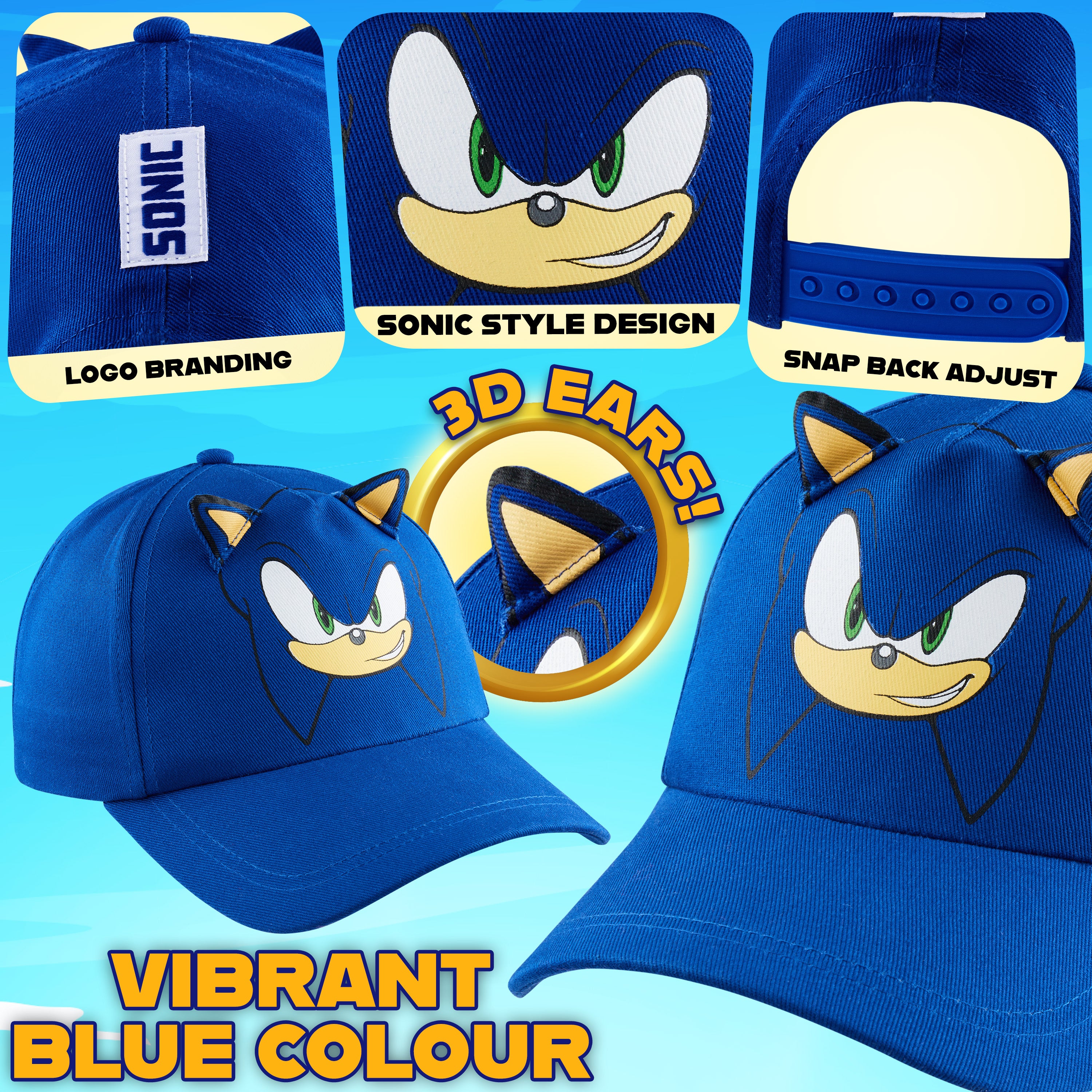 SONIC THE HEDGEHOG Cap for Boys Peaked Baseball Cap Sun Hat Knuckles Shadow Sports Holiday Essentials Gamer Gifts for Boys - Get Trend