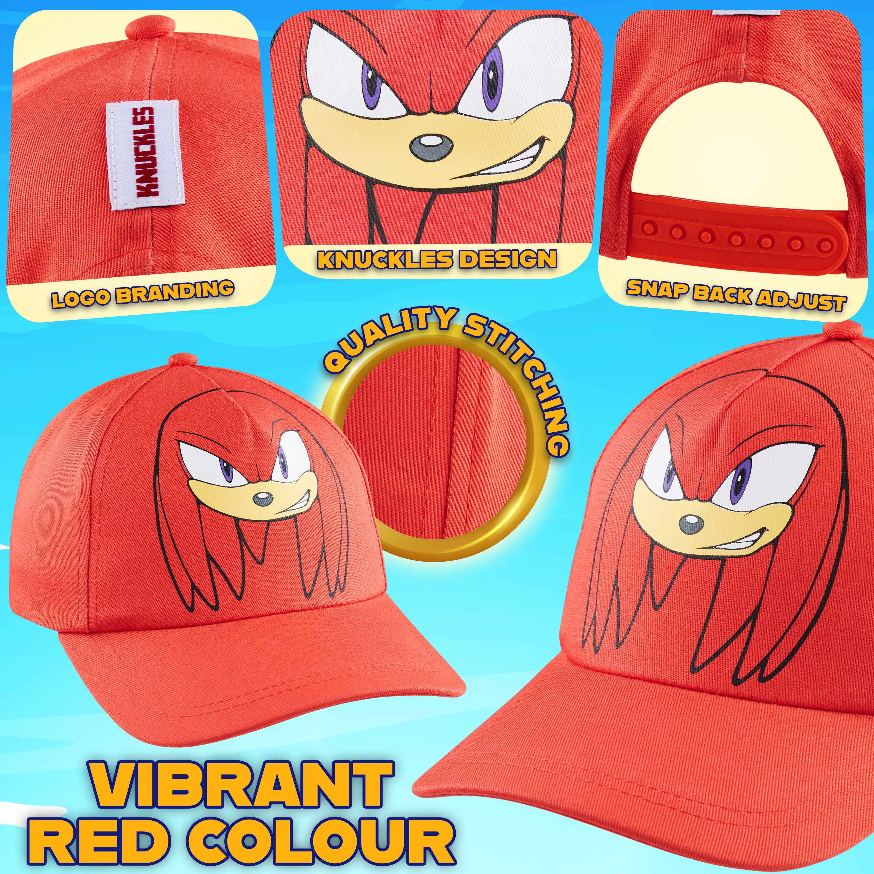 SONIC THE HEDGEHOG Cap for Boys Peaked Baseball Cap Sun Hat Knuckles Shadow Sports Holiday Essentials Gamer Gifts for Boys - Get Trend