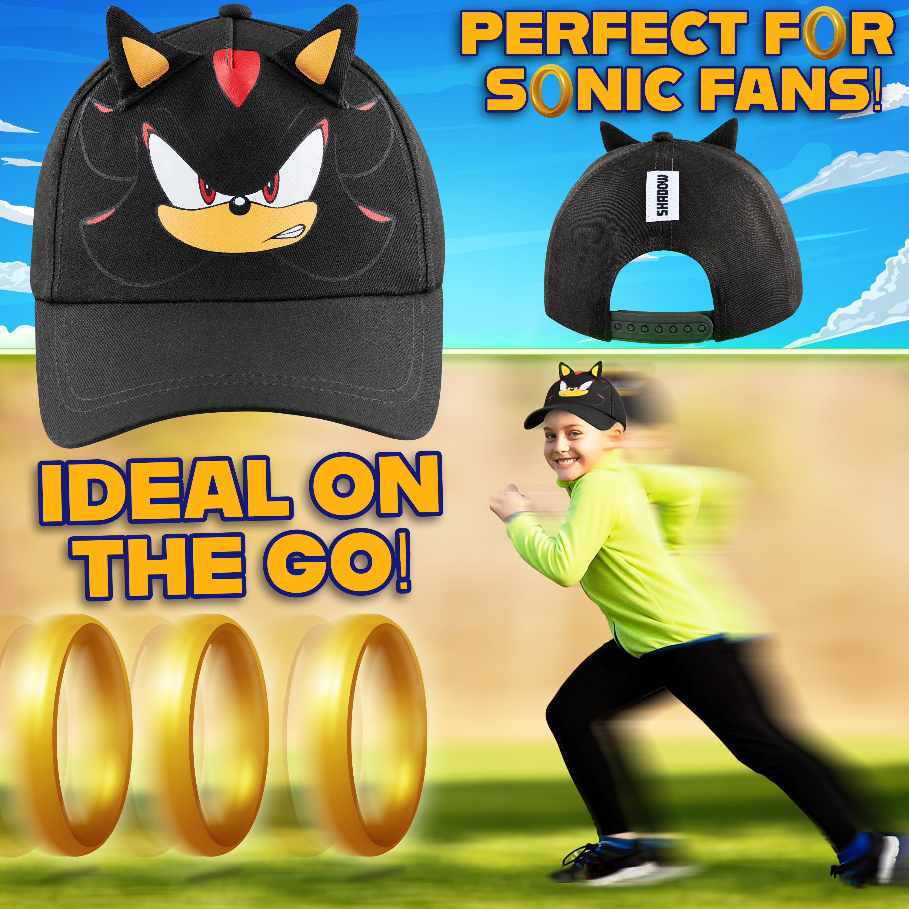SONIC THE HEDGEHOG Cap for Boys Peaked Baseball Cap Sun Hat Knuckles Shadow Sports Holiday Essentials Gamer Gifts for Boys - Get Trend
