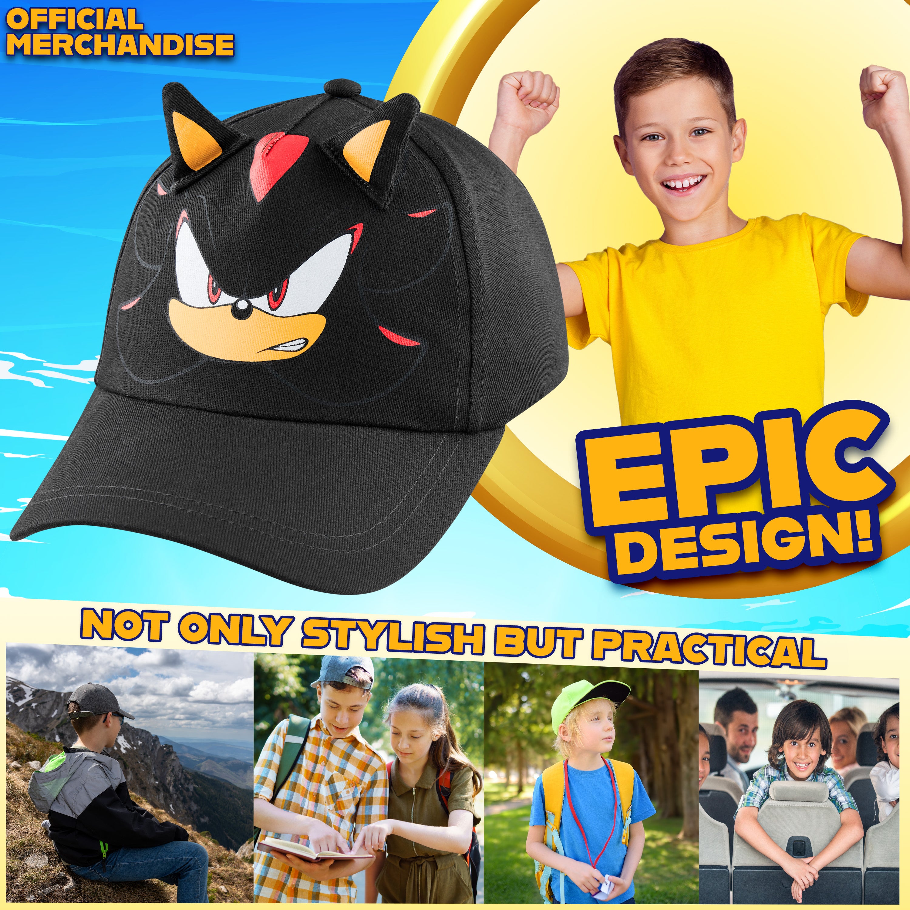 SONIC THE HEDGEHOG Cap for Boys Peaked Baseball Cap Sun Hat Knuckles Shadow Sports Holiday Essentials Gamer Gifts for Boys - Get Trend
