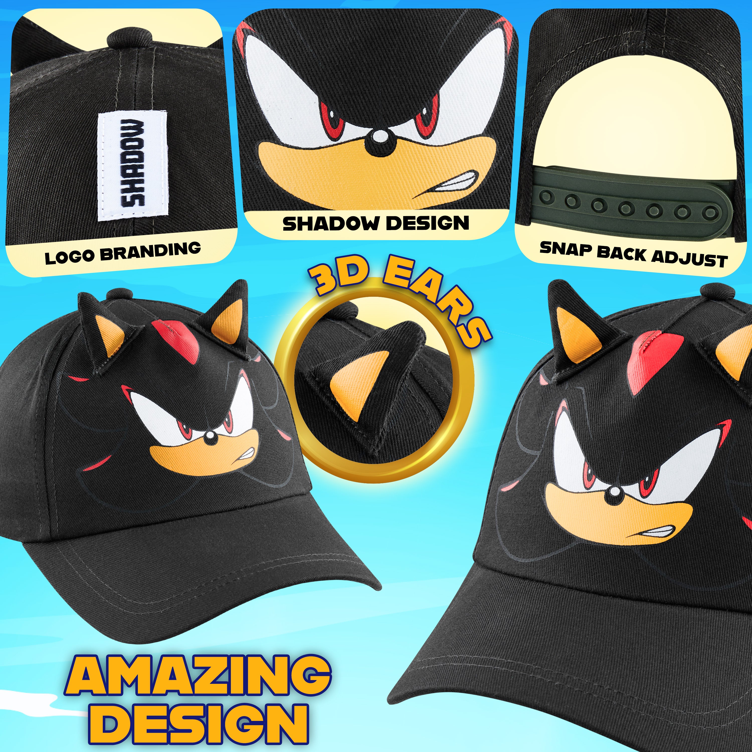 SONIC THE HEDGEHOG Cap for Boys Peaked Baseball Cap Sun Hat Knuckles Shadow Sports Holiday Essentials Gamer Gifts for Boys - Get Trend