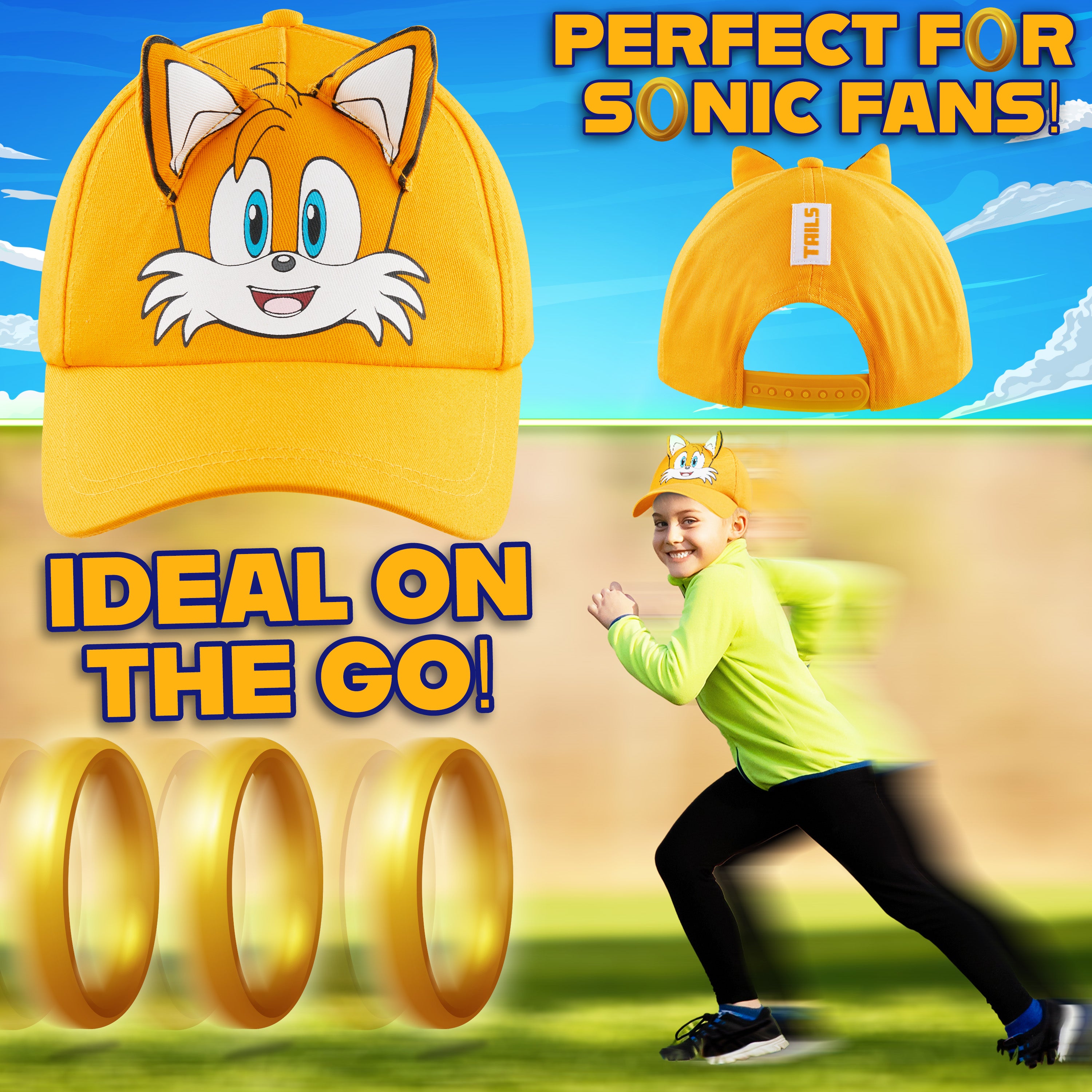 SONIC THE HEDGEHOG Cap for Boys Peaked Baseball Cap Sun Hat Knuckles Shadow Sports Holiday Essentials Gamer Gifts for Boys - Get Trend