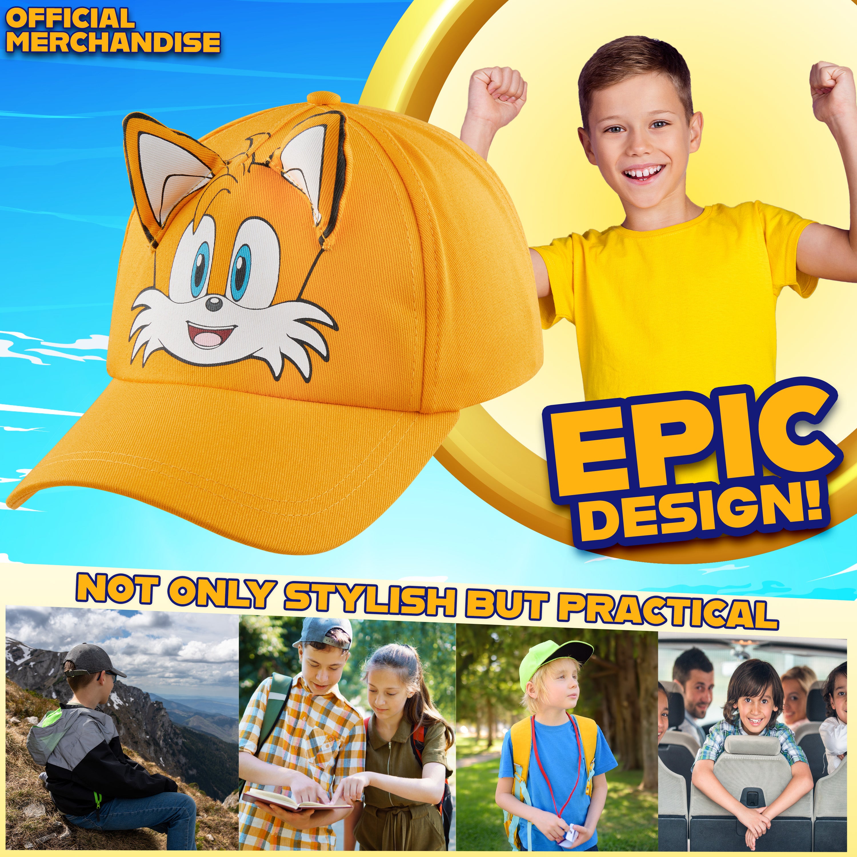 SONIC THE HEDGEHOG Cap for Boys Peaked Baseball Cap Sun Hat Knuckles Shadow Sports Holiday Essentials Gamer Gifts for Boys - Get Trend