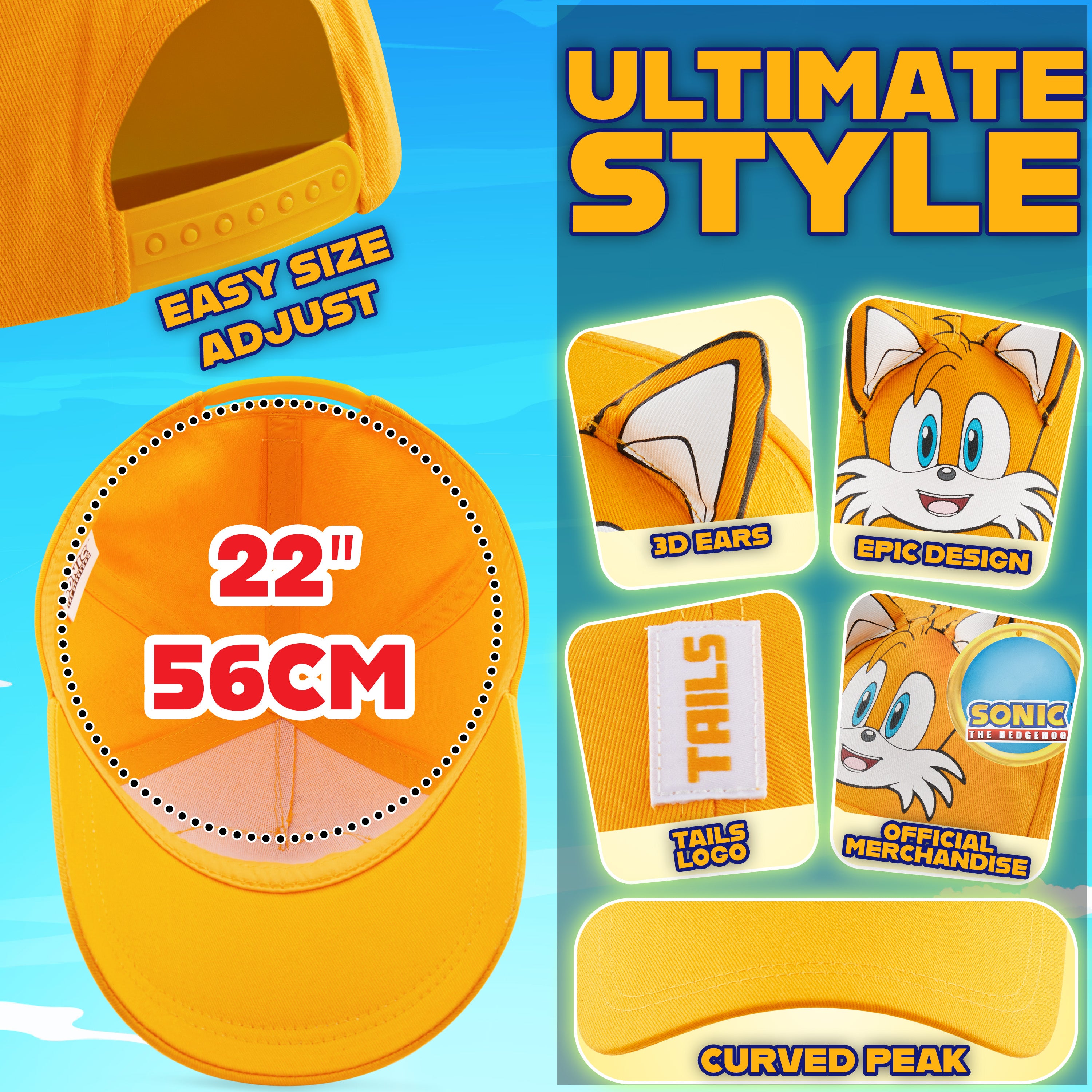 SONIC THE HEDGEHOG Cap for Boys Peaked Baseball Cap Sun Hat Knuckles Shadow Sports Holiday Essentials Gamer Gifts for Boys - Get Trend