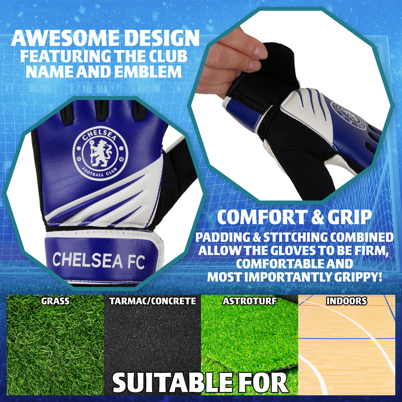 Chelsea F.C. Goalkeeper Gloves for Kids and Teenagers - Size 5 - Get Trend