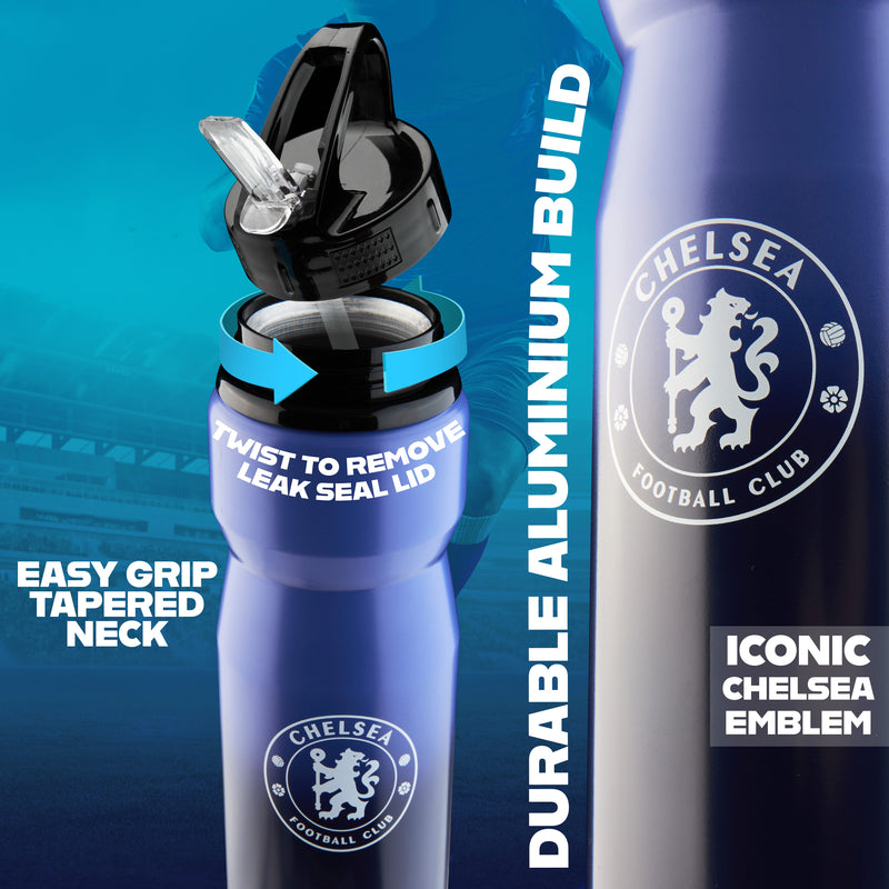 Chelsea FC Water Bottle with Straw - Metal Water Bottle for Football Fans - Get Trend