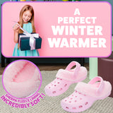 CityComfort Girls Winter Clogs Fleece Lining & Removable Charms, Kids Teens Garden Shoes Slip On with Strap