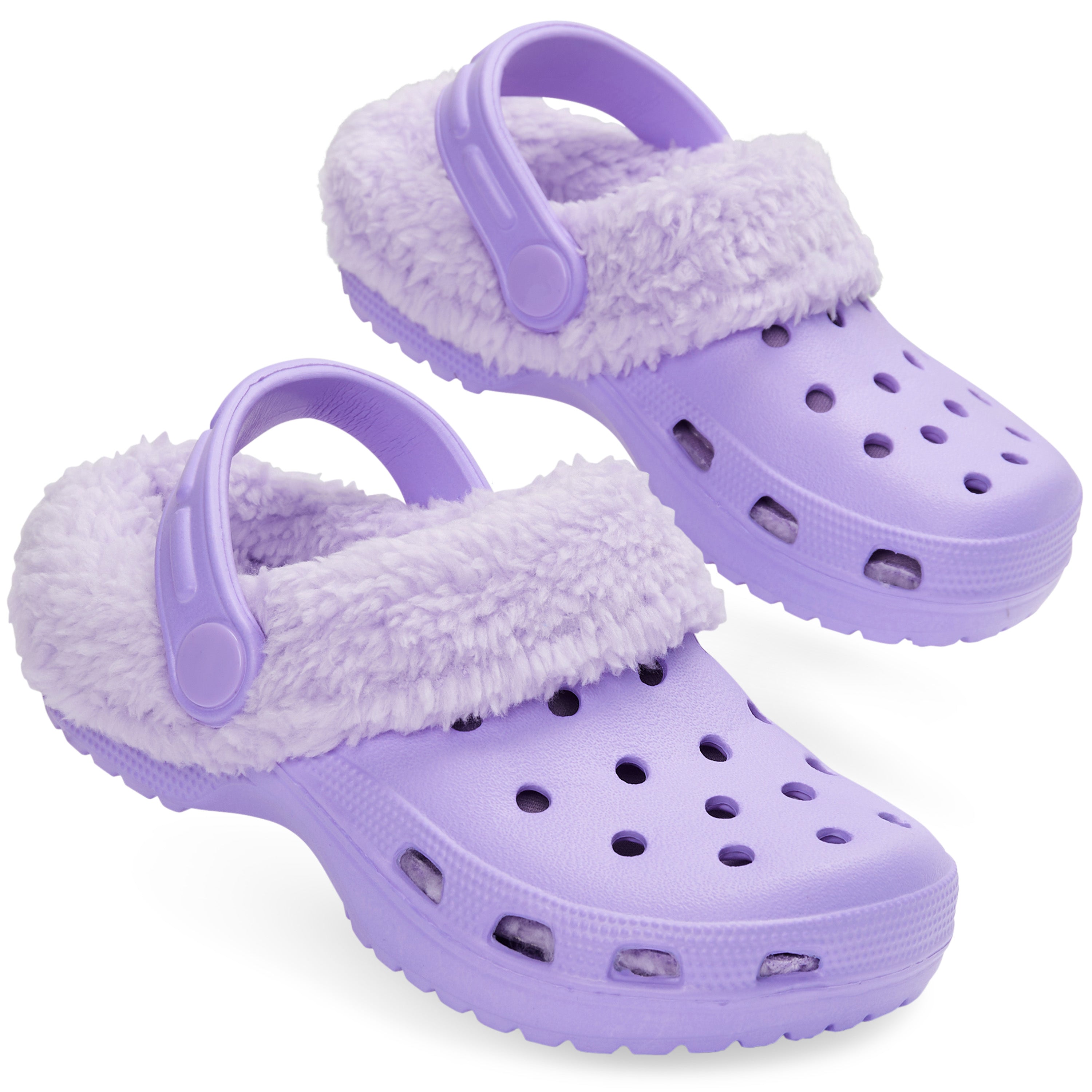 CityComfort Girls Winter Clogs Fleece Lining & Removable Charms, Kids Teens Garden Shoes Slip On with Strap