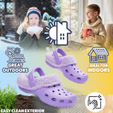 CityComfort Girls Winter Clogs Fleece Lining & Removable Charms, Kids Teens Garden Shoes Slip On with Strap