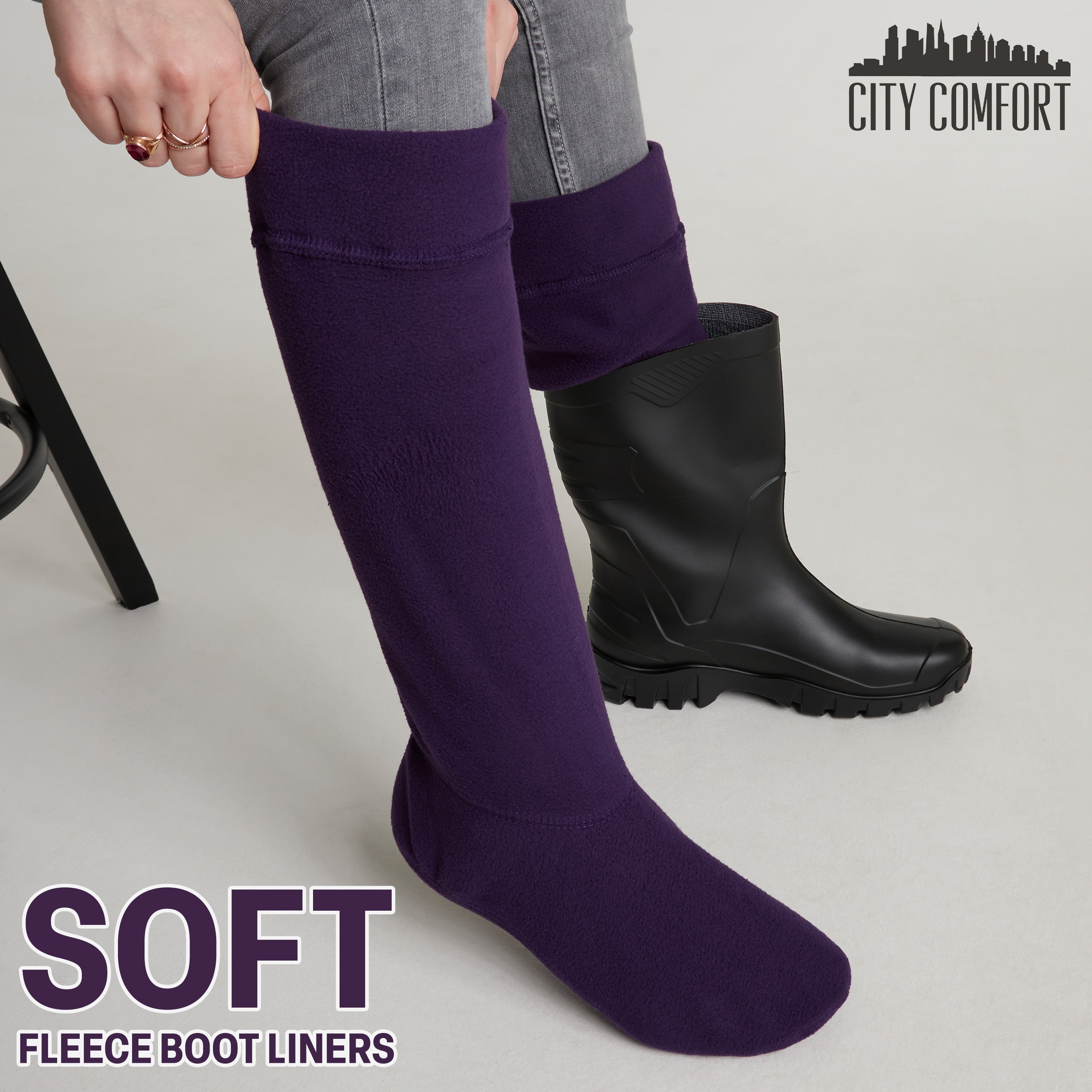 Boot Liner for Women and Teenagers - Warm Fleece Wellie Socks - Get Trend