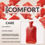 Hot Water Bottle Large 1.8L Rubber Hot Water Bottle - Red - Get Trend