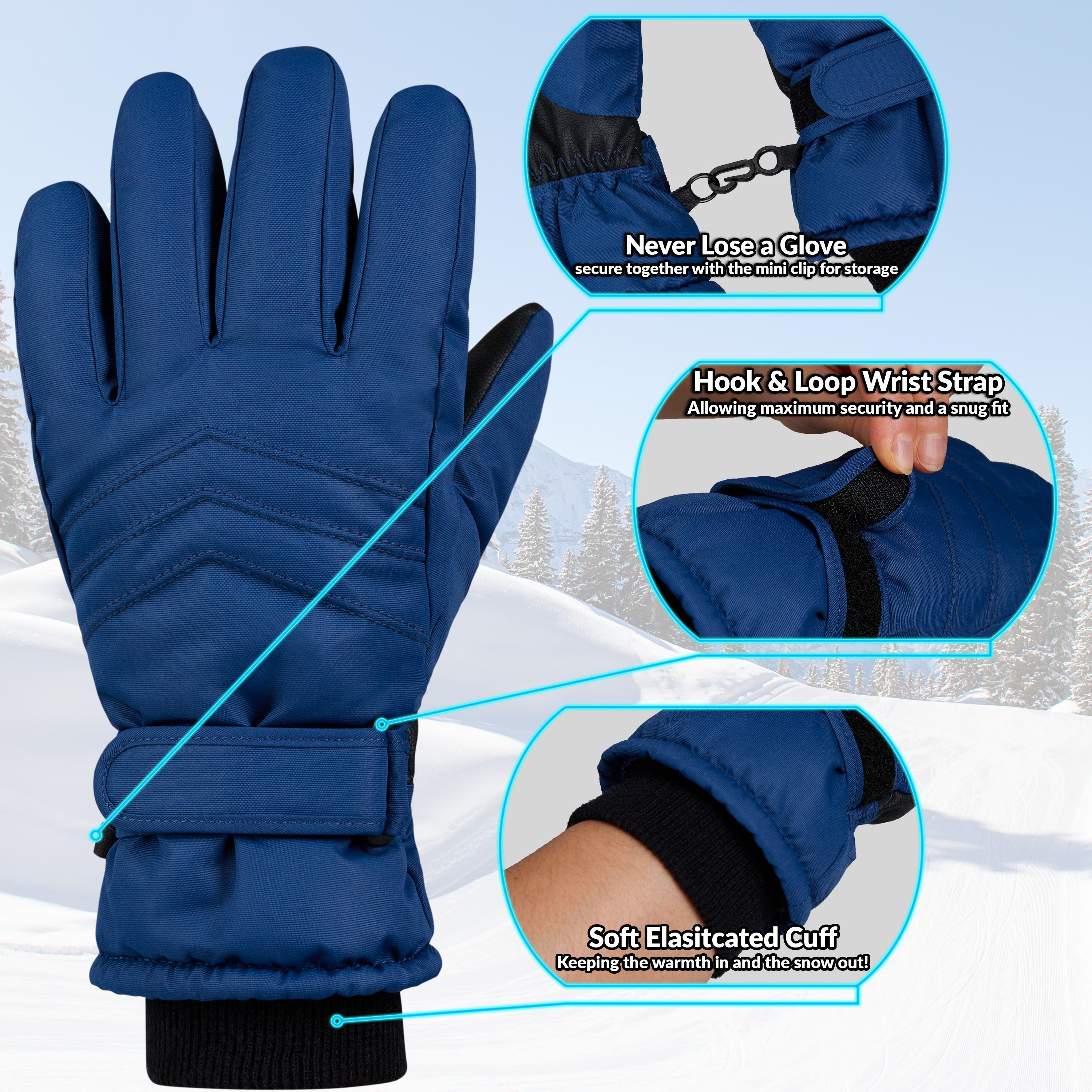 CityComfort Kids Skiing Gloves - Fleece Lined Touch Screen Gloves - Get Trend