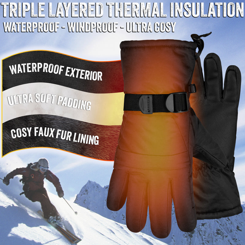 CityComfort Mens Skiing Gloves - Fleece Lined Touch Screen Gloves - Get Trend
