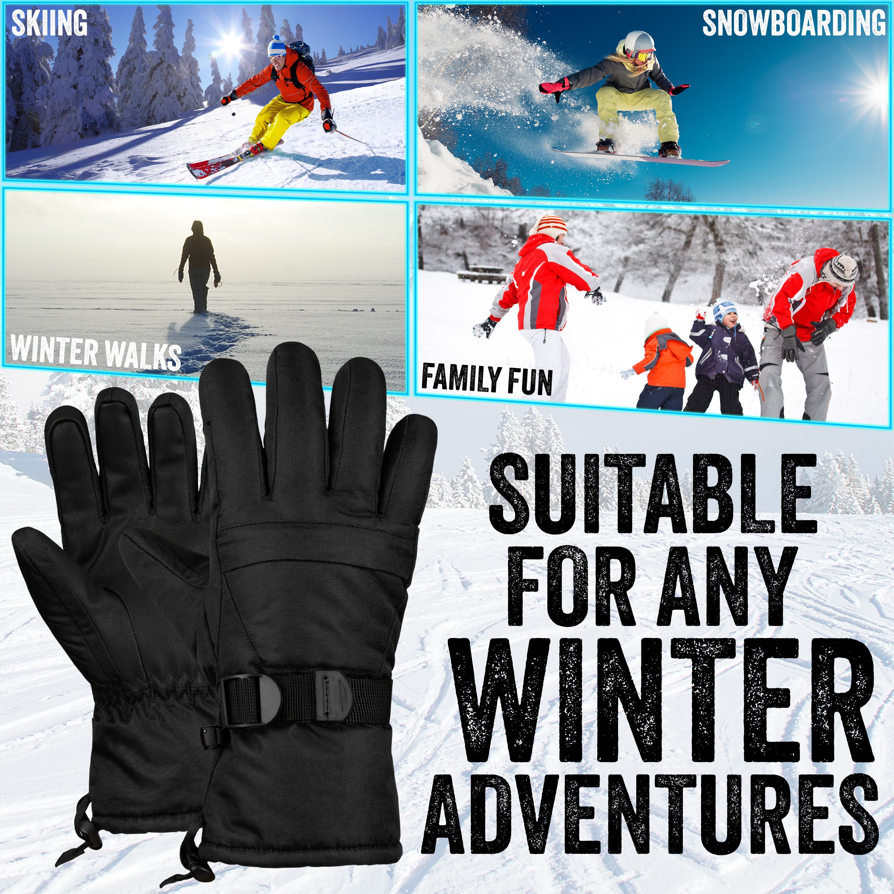 CityComfort Mens Skiing Gloves - Fleece Lined Touch Screen Gloves - Get Trend