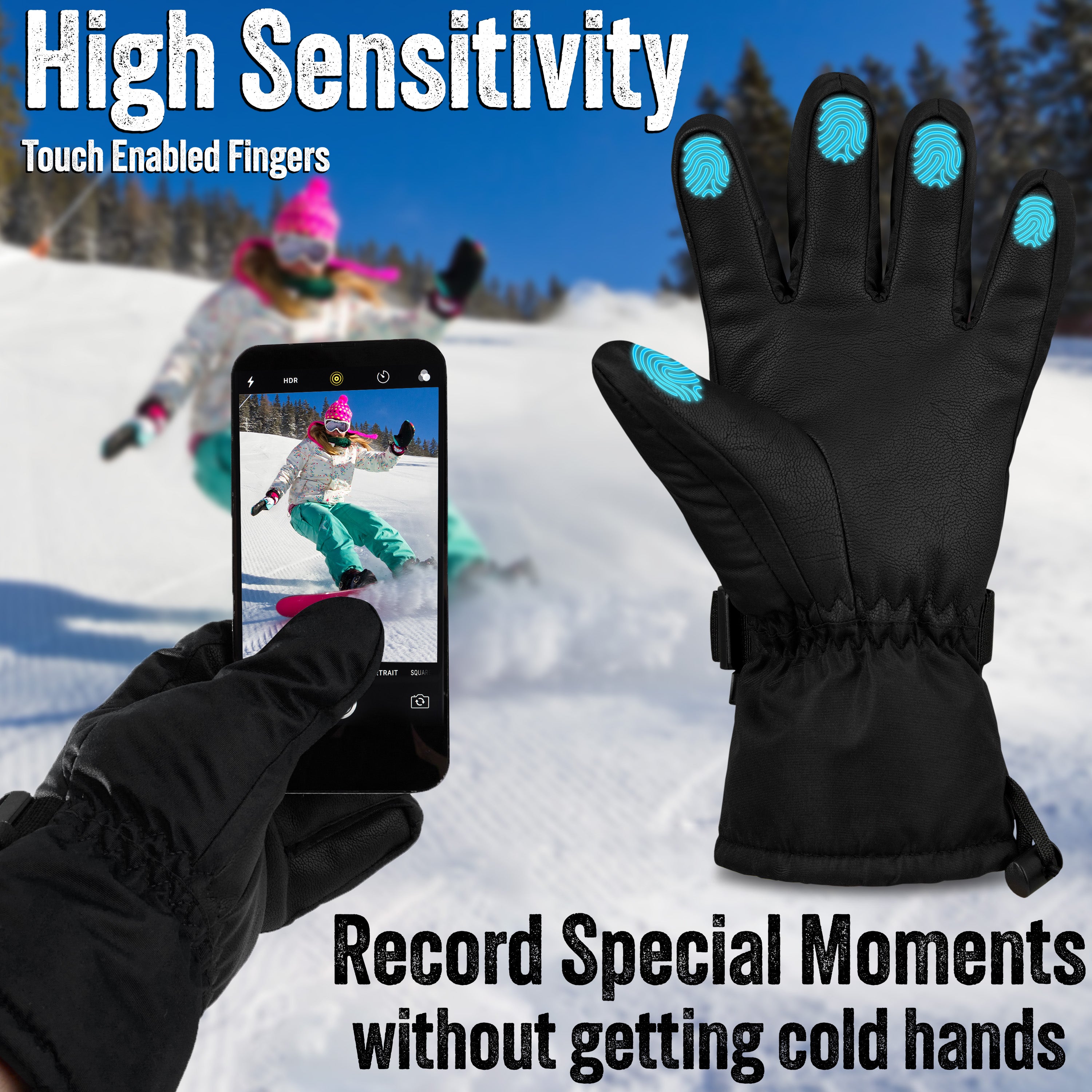 CityComfort Womens Skiing Gloves - Fleece Lined Touch Screen Gloves - Get Trend