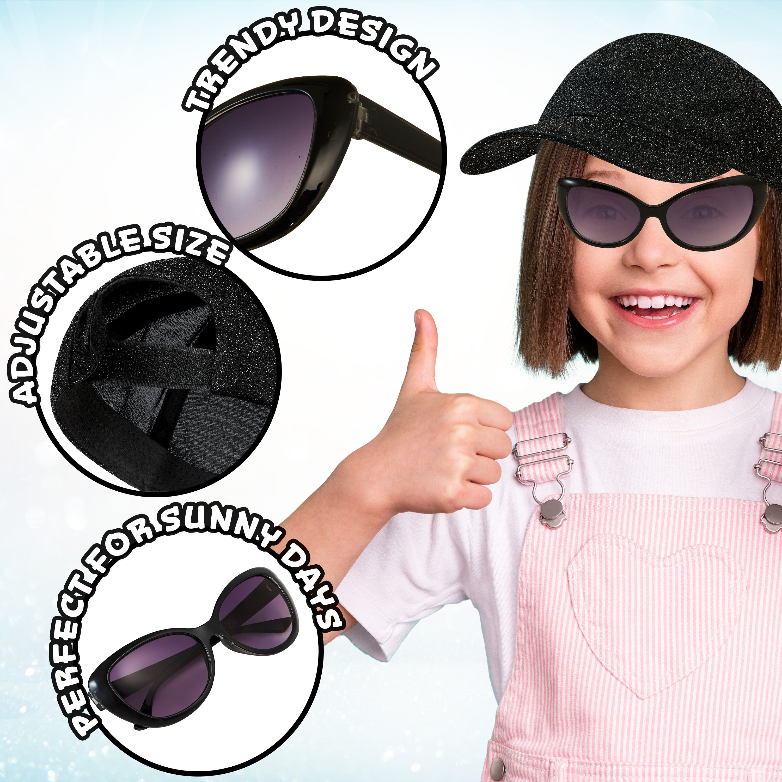 CityComfort Girls Cap and Sunglasses Set, Baseball Cap and UV Sunglasses - Get Trend