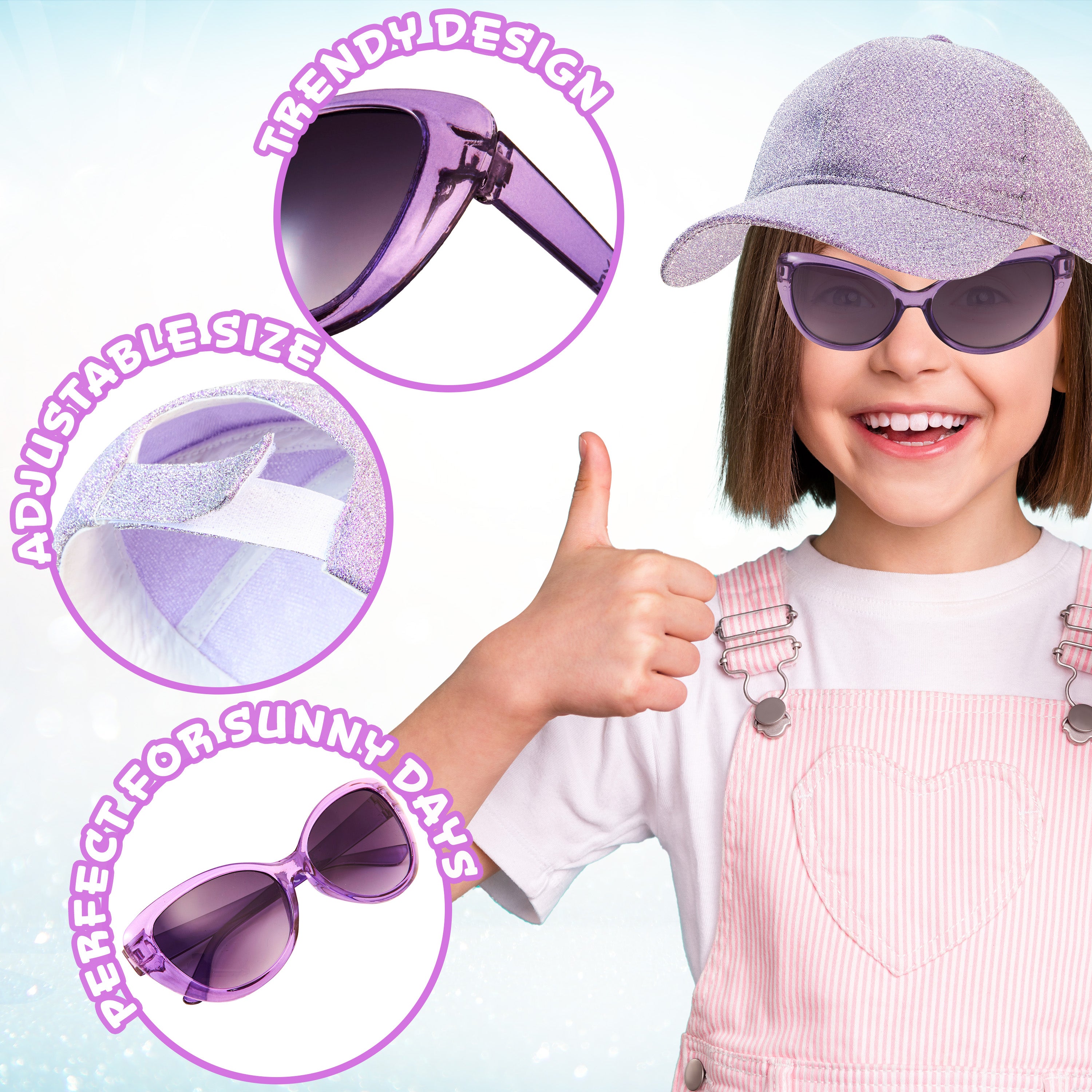 CityComfort Girls Cap and Sunglasses Set, Baseball Cap and UV Sunglasses - Get Trend