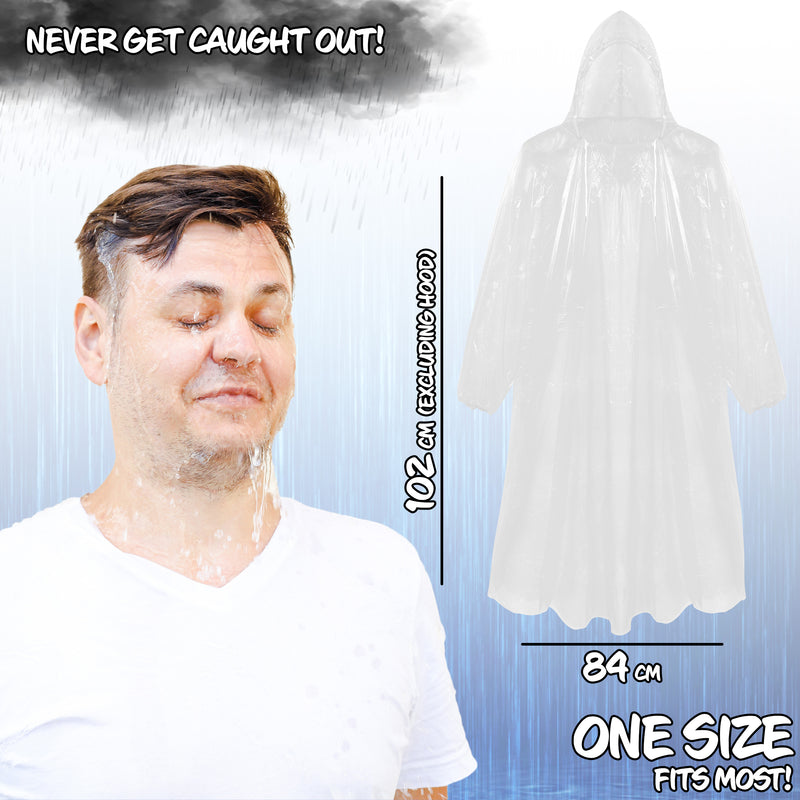 CityComfort Adults Rain Poncho - Disposable Transparent Waterproof Ponchos - 10 Pack - Get Trend