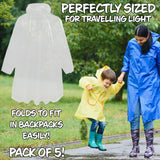 CityComfort Boys Rain Poncho Disposable Transparent Waterproof Ponchos Multipack