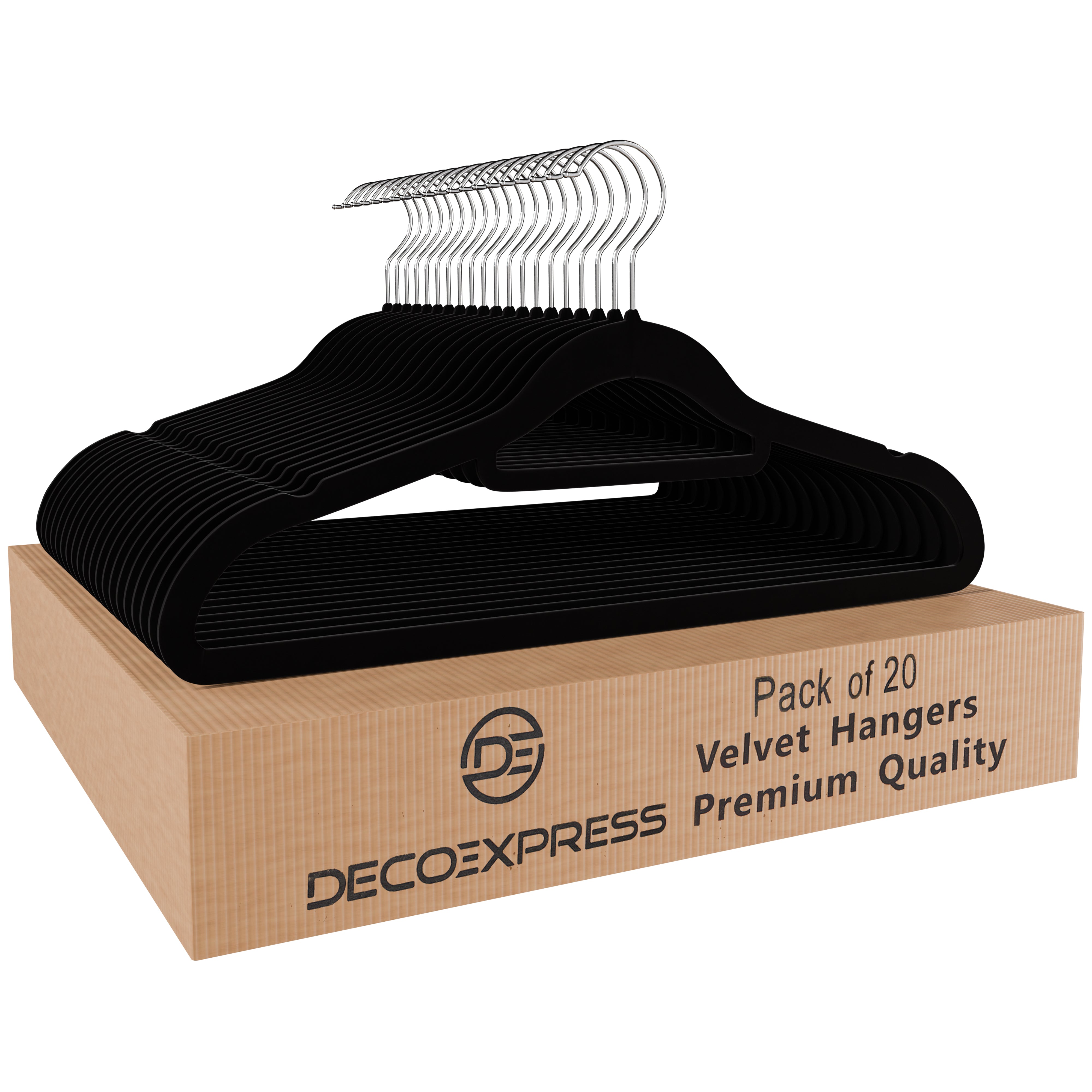 Deco Express Velvet Hangers, Space Saving Non Slip Coat Hangers for Clothes - 20 Pack