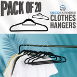 Deco Express Velvet Hangers, Space Saving Non Slip Coat Hangers for Clothes - 20 Pack