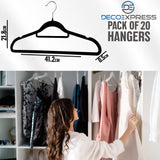 Deco Express Velvet Hangers, Space Saving Non Slip Coat Hangers for Clothes - 20 Pack