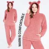 CityComfort Ladies Pyjamas, Nightwear Fleece Pyjamas for Women 2 Piece Fluffy Fleece Loungewear Set, Soft Warm Fleece Pyjamas Women and Teens