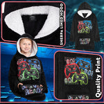 CityComfort Fleece Hoodie Blanket for Kids and Teenagers - Black/Multi - Get Trend