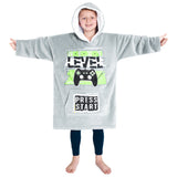 CityComfort Fleece Hoodie Blanket for Kids and Teenagers - Grey/Green - Get Trend