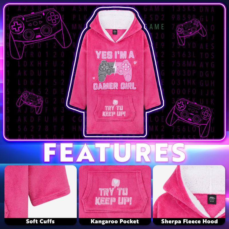 CityComfort Fleece Hoodie Blanket for Kids and Teenagers - Pink - Get Trend