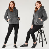 Womens Coat - Fluffy Zip Up Hooded Coat for Women - Get Trend