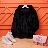 Girls Coat - Fluffy Hooded Zip Up Coat for Kids and Teenagers - Get Trend