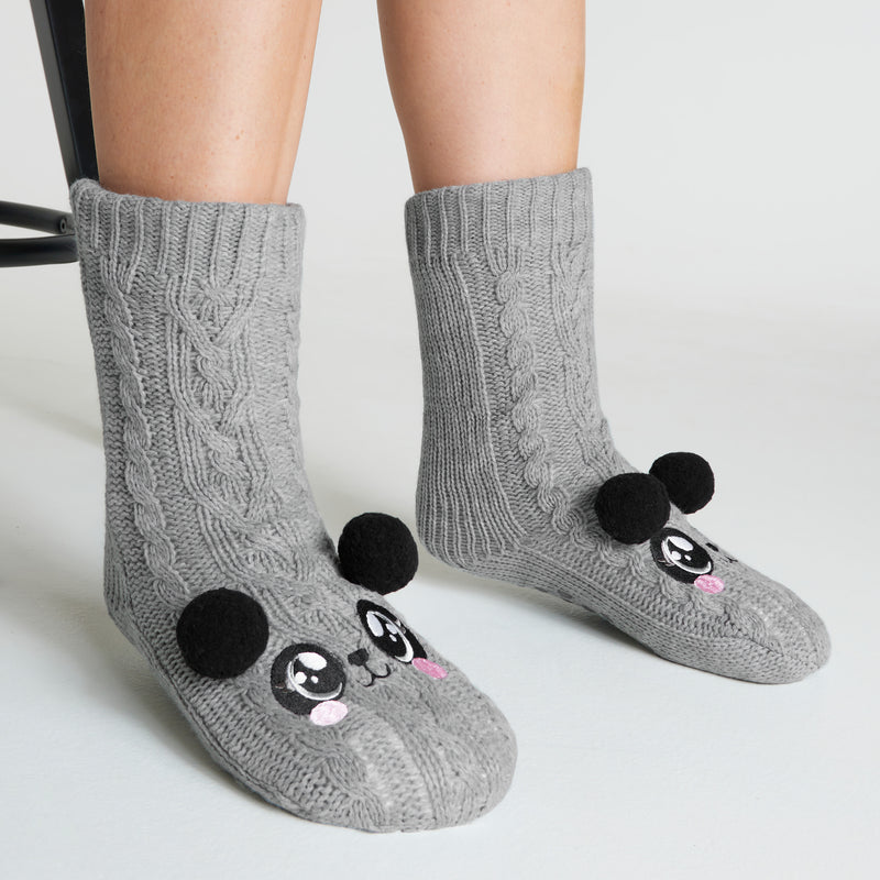 CityComfort Fluffy Socks for Women - GRAY PANDA