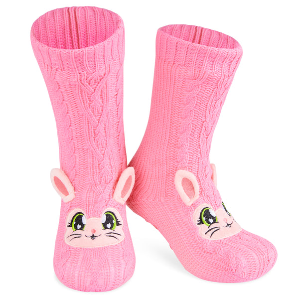 CityComfort Fluffy Socks for Women - PINK BUNNY