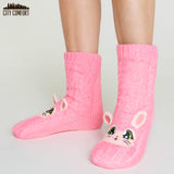 CityComfort Fluffy Socks for Women - PINK BUNNY - Get Trend